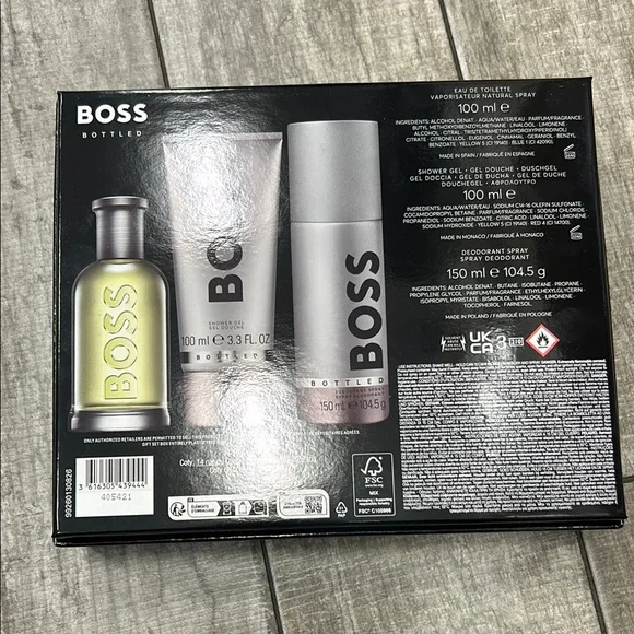 100% Authentic Boss by Hugo Boss Bottled Black and Silver 3 Piece Set